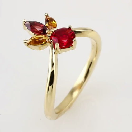 Custom Mamba Ring With Natural Mozambique Garnet and Citrine