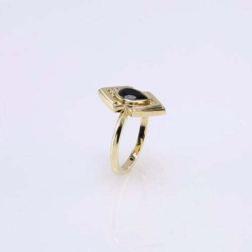 Custom 8x5 Pear Geometric Gemstone Ring