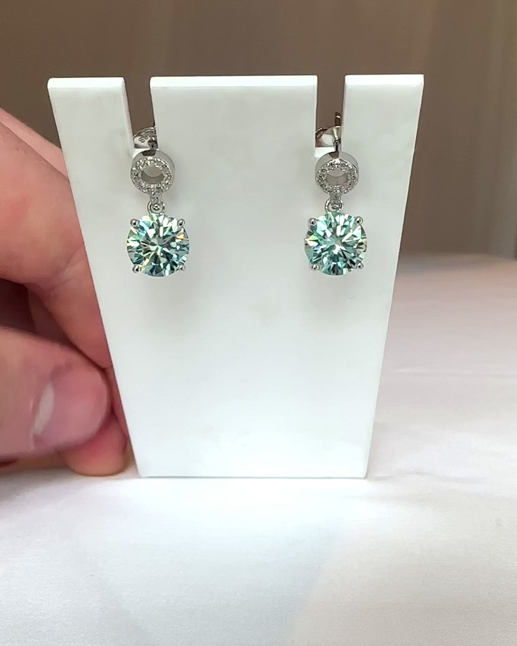 the colorful 2 carat moissanite drop earrings in turquoise|Color:Turquoise