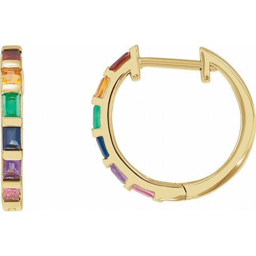 rainbow earrings|Material:14K Yellow Gold