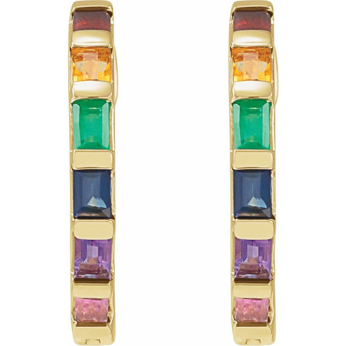 rainbow earrings|Material:14K Yellow Gold