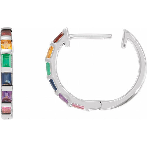 rainbow earrings|Material:14K White Gold
