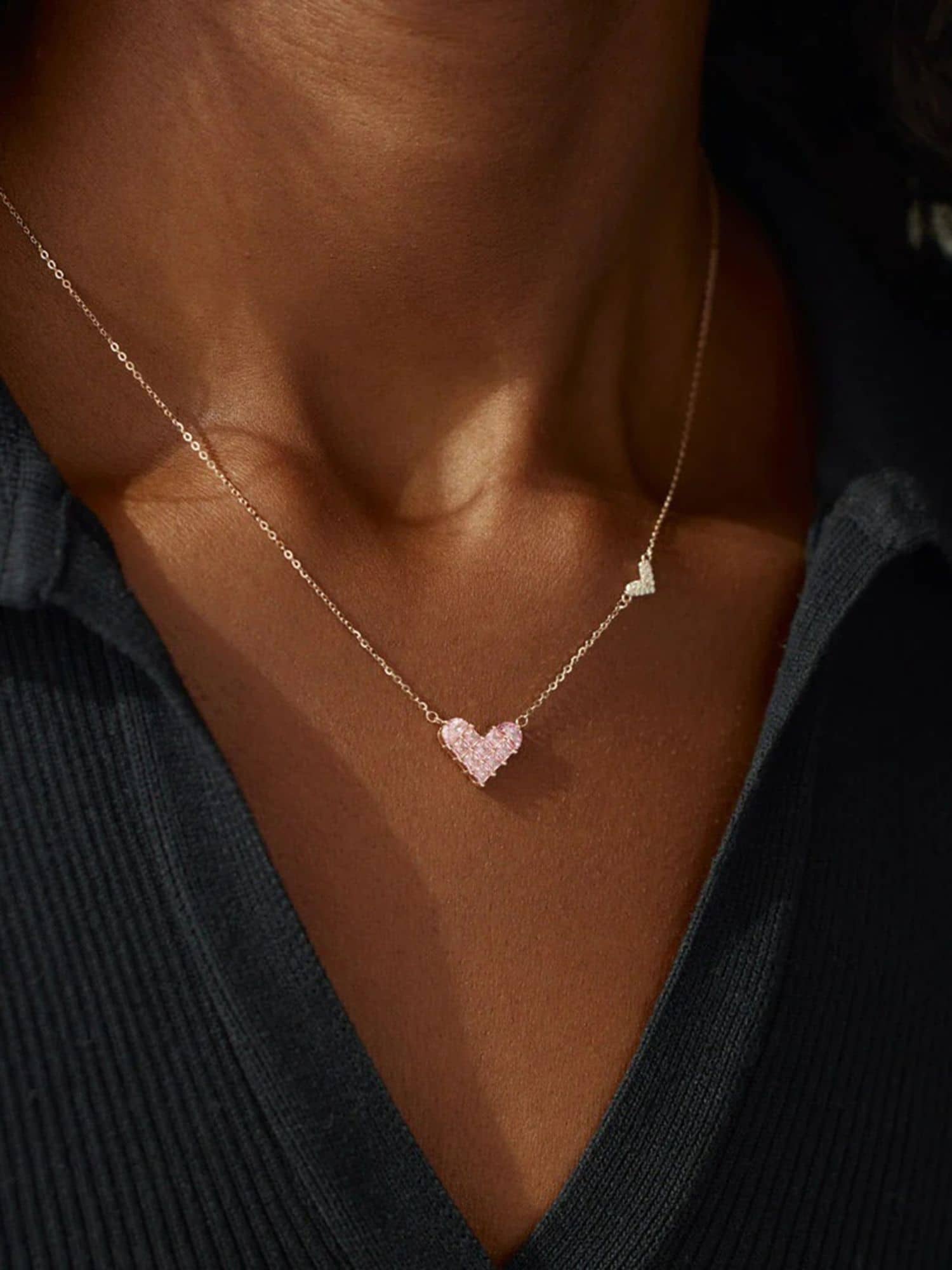 rose gold heart pendant necklace