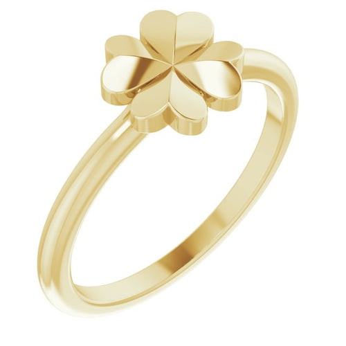 four-leaf clover ring|Material:14K Yellow Gold