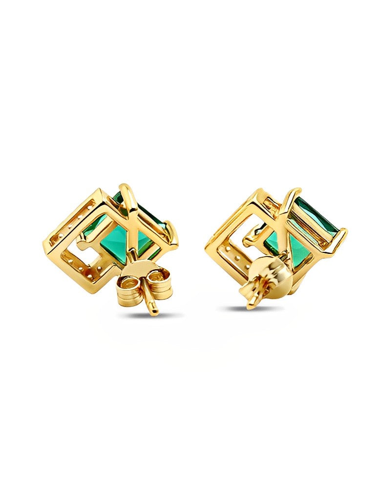 Armenian Spirit Earrings small Emerald green zircons silver 925 gilded  jewellery | eBay