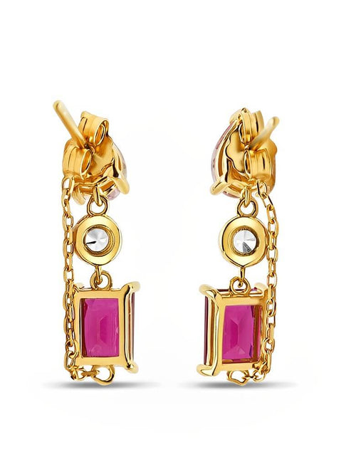 back view of multi colored gemstone earrings