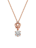 zoomed in view of royal moissanite pendant necklace in rose gold