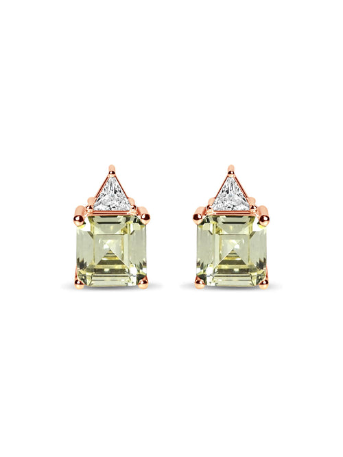 front view of yellow stud earrings in rose gold|Material:Rose Gold Plated