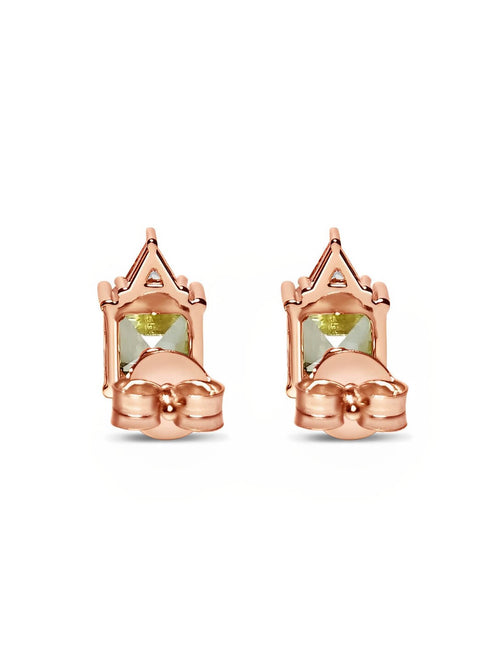 Back view of the yellow stud earrings in 18 karat rose gold|Material:Rose Gold Plated