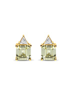 Front view of the yellow stud earrings in yellow gold|Material:Yellow Gold Plated